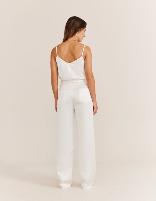 Calça Alfaiataria Acetinada - Off White