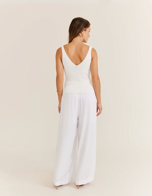 Calça Pantalona Crepe - Off White