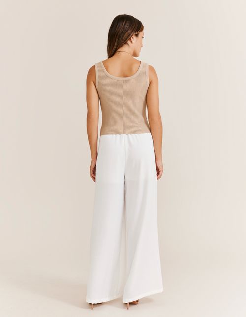 Blusa Tricot Nervurada - Areia