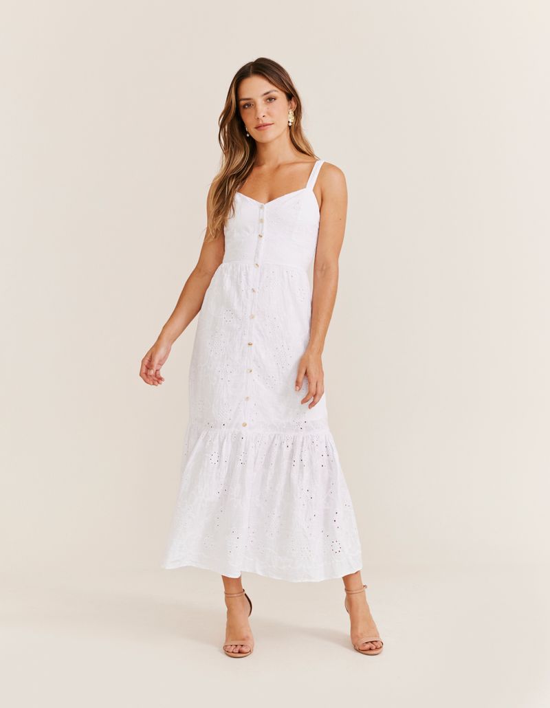 Vestido branco hot sale zinzane