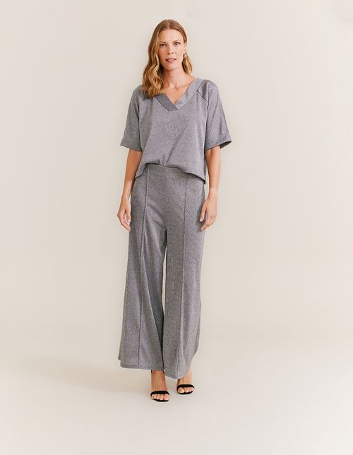Calça Pantalona Shine - Cinza