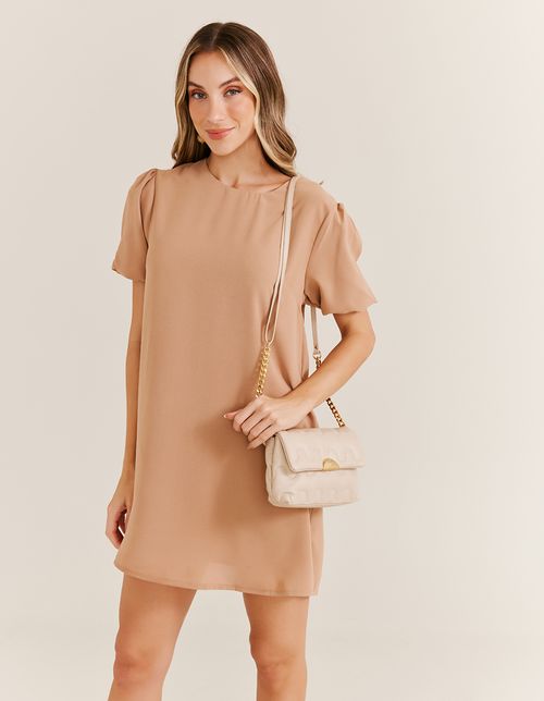 Bolsa Couro Textura Ondas - Creme