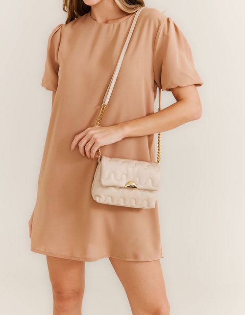Bolsa Couro Textura Ondas - Creme