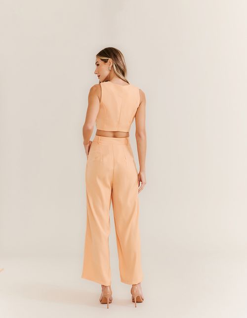 Calça Alfaiataria Pregas - Laranja
