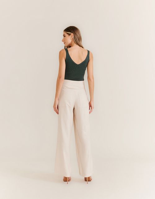 Calça Pantalona Cós Largo - Areia