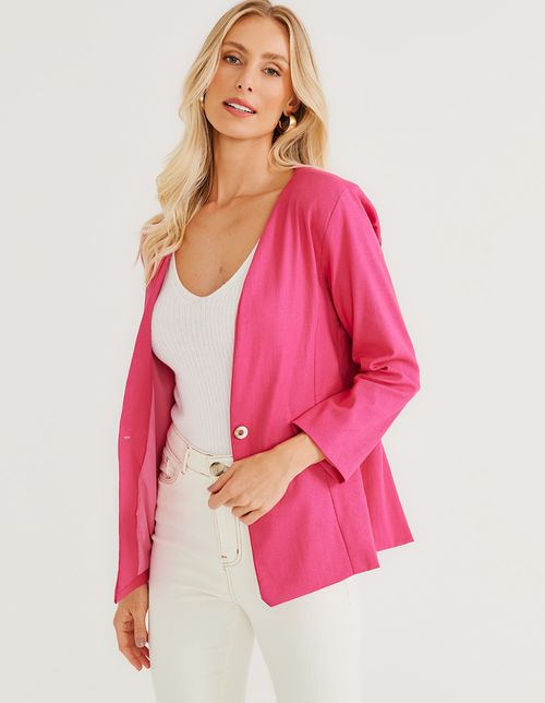 Blazer Acinturado Botão - Pink