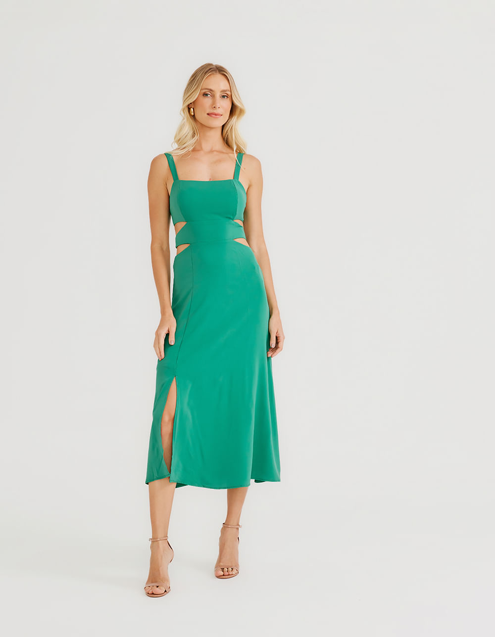 Vestido Midi Laise Verano Verde