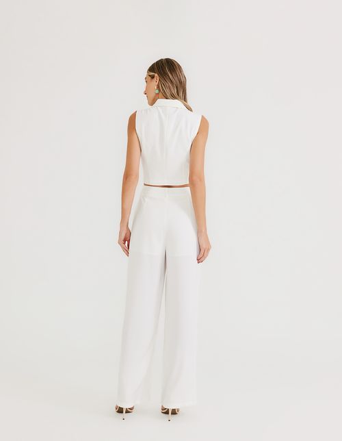 Calça Reta Alfaiataria - Off White