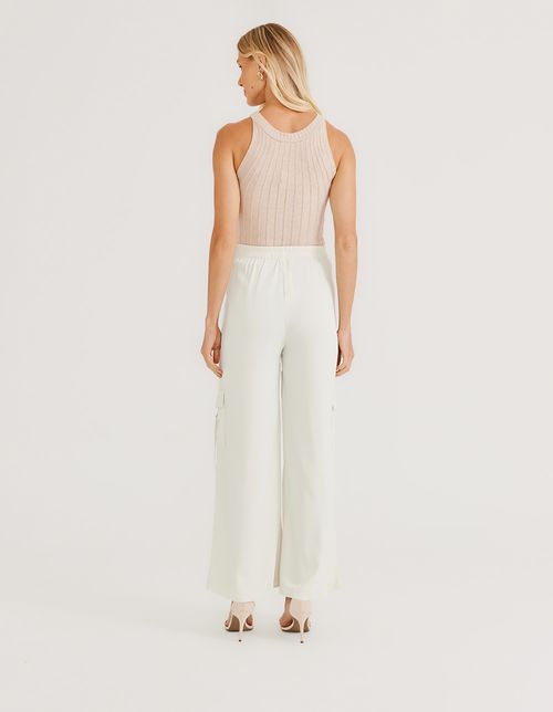 Calça Cargo Bolsos Laterais - Off White