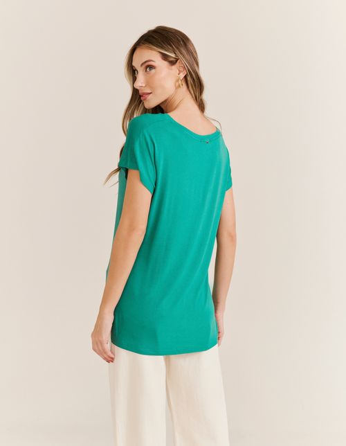 Blusa Malha Bordado Folha - Verde Bandeira