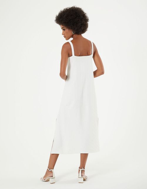 Vestido Midi Canelado Largo - Off White