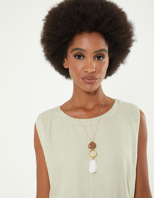 Colar Argola Martelada Mix Resina - Dourado