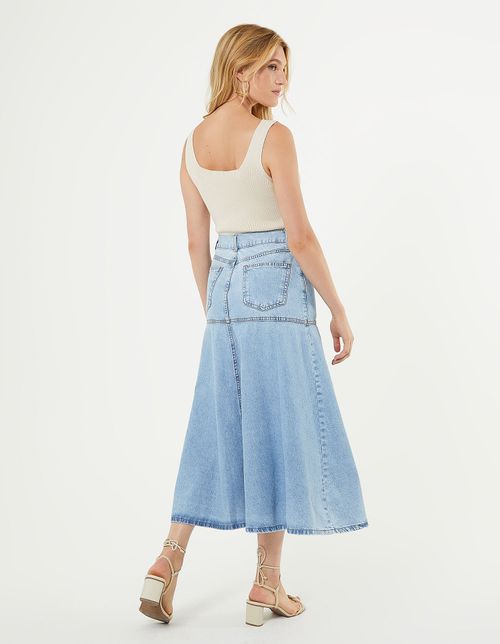 Saia Jeans Gode New Longo - Denim Claro
