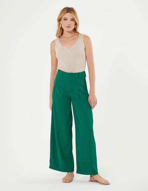Calça Alfaiataria Pregas - Verde