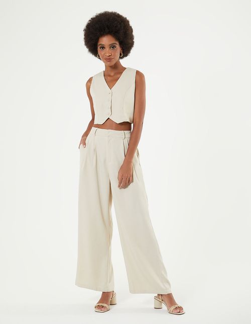 Calça Alfaiataria Pregas - Areia