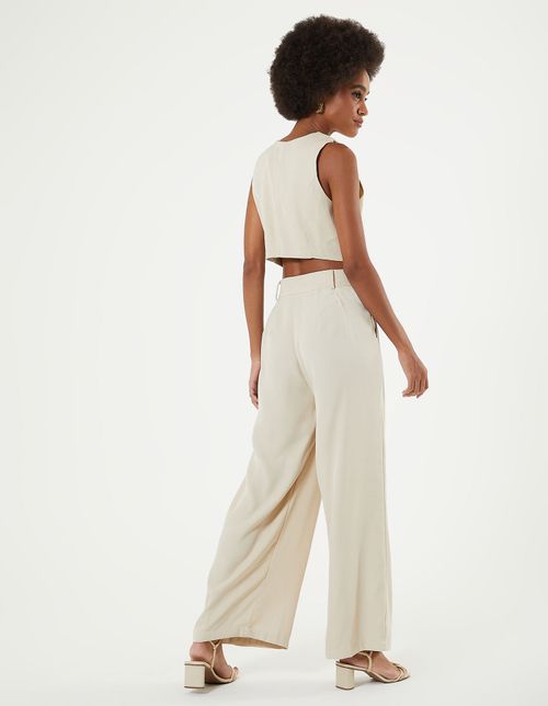 Calça Alfaiataria Pregas - Areia