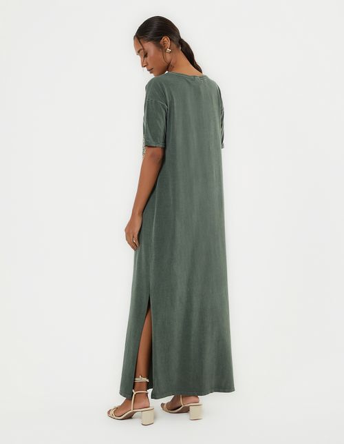 Vestido Longo Silk Key - Verde Oliva
