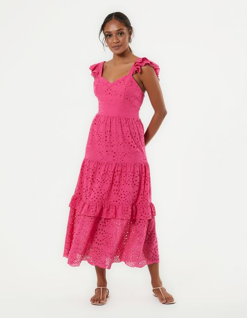 Vestido Midi Laise Babados - Pink