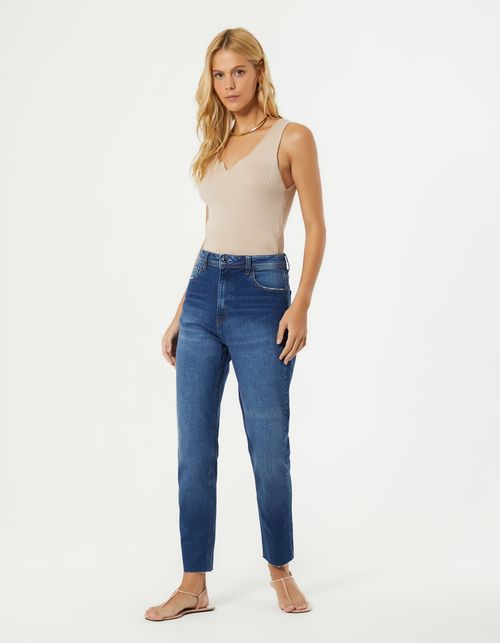 Calça Jeans Skinny Destroyed - Denim Escuro
