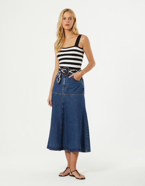 Saia Jeans Gode New Longo - Denim Medio