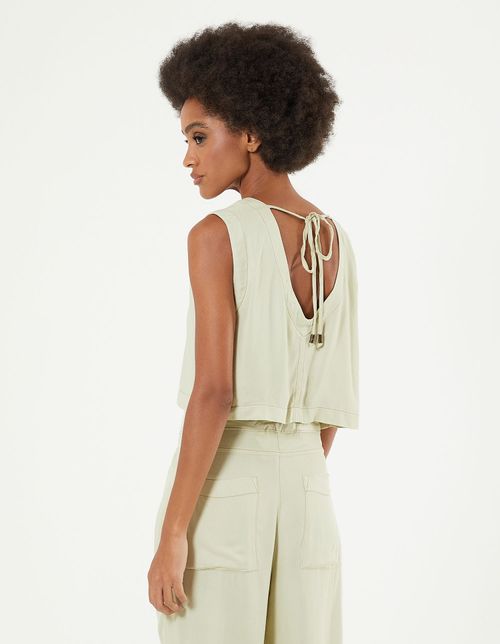 Blusa Recortes Twill - Verde Amsterda