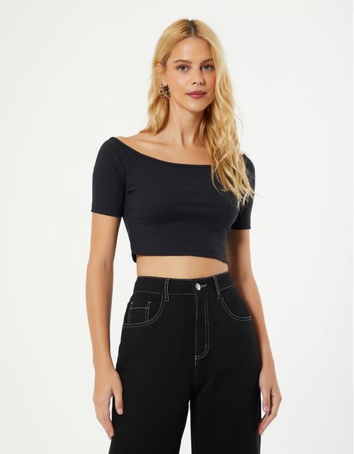 Blusa Raglan Rib - Preto
