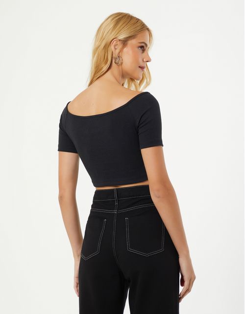 Blusa Raglan Rib - Preto