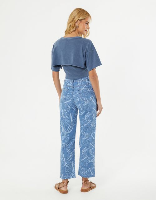Calça Jeans Borboletas - Denim Medio