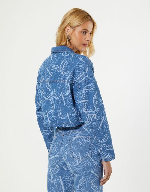Jaqueta Estampa Borboleta - Denim Medio
