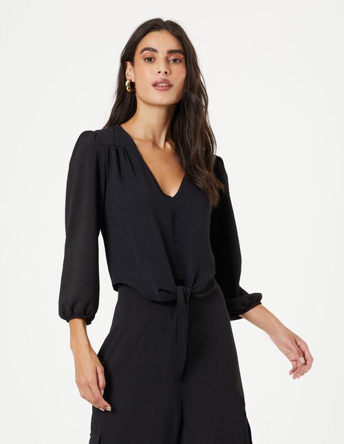 Blusa Amarração Frente - Preto