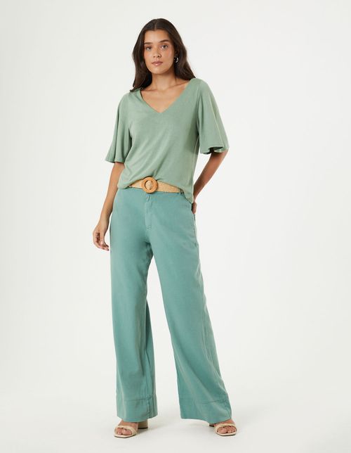 Calça Sarja Linen - Verde Amsterda