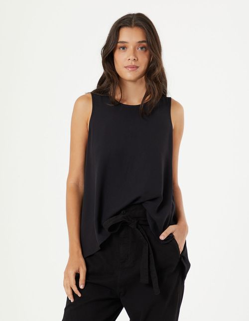 Blusa Sem Manga Ampla - Preto