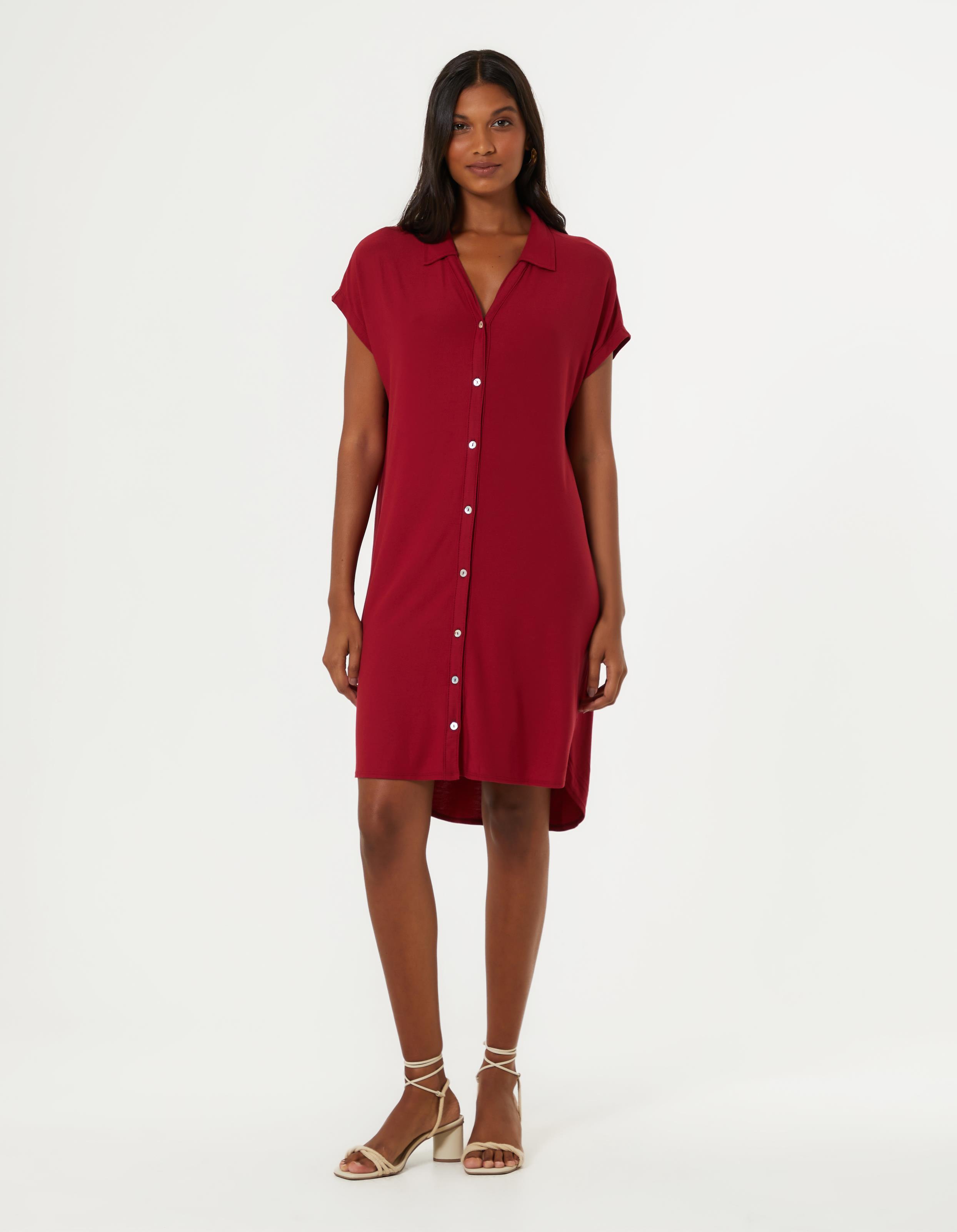 chemise-curta-botoes-frontais-vinho