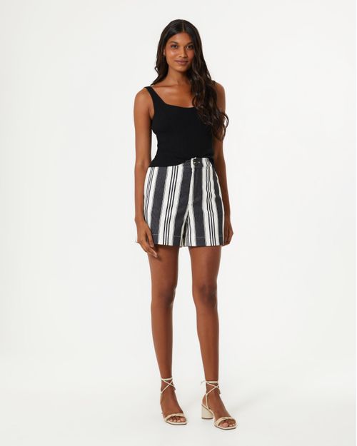 Short Linho Listrado - Off White