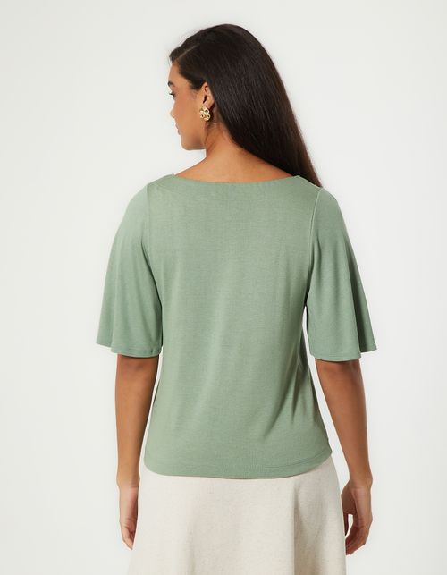 Blusa Viscolinho Mangas - Verde Amsterda