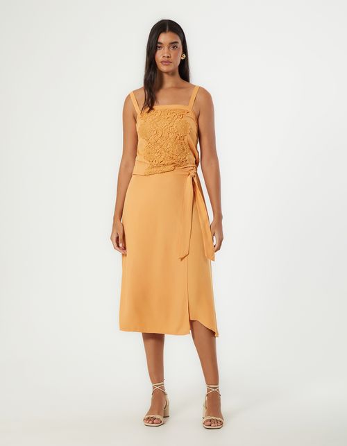 Saia Midi Twill - Laranja
