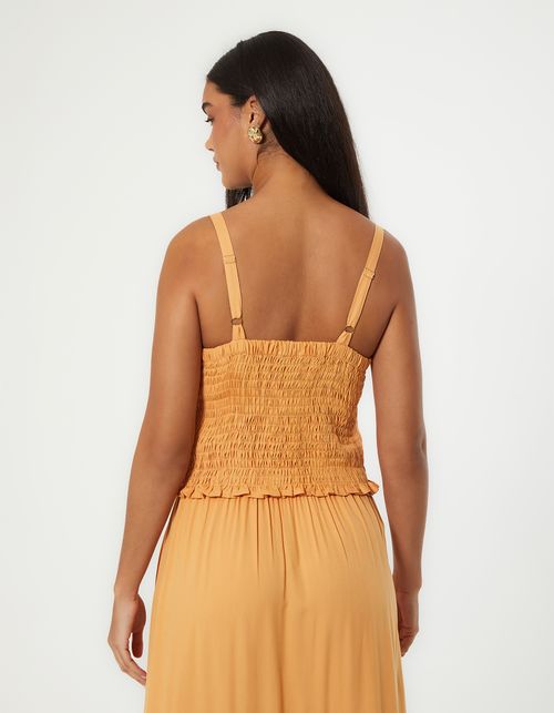 Top Recorte Renda Twill - Laranja