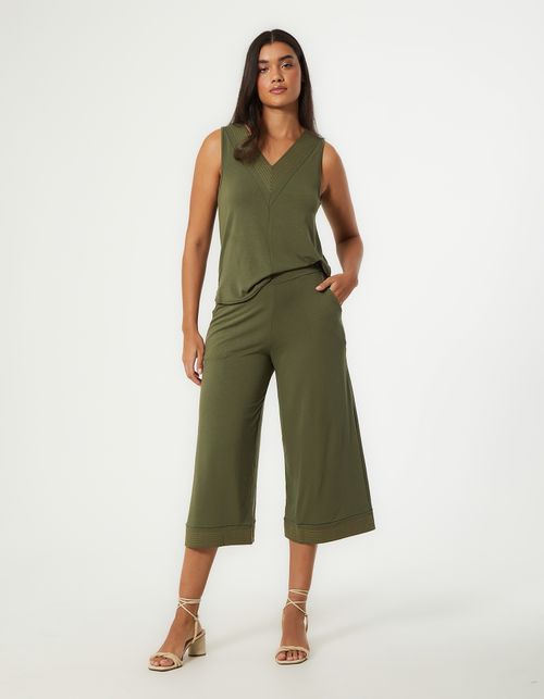Calça Detalhe Cos - Verde Oliva