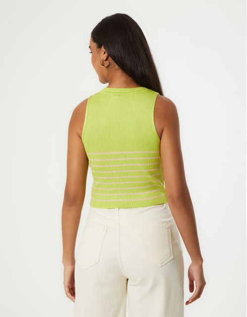 Blusa Tricot Listras Finas - Lima C/ Off White