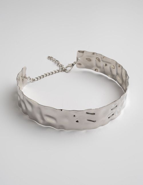 Colar Choker Martelado - Niquel