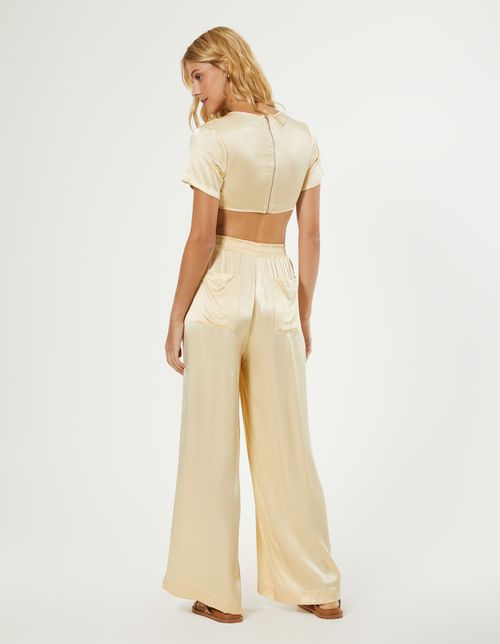 Calça Cetim Pantalona - Areia
