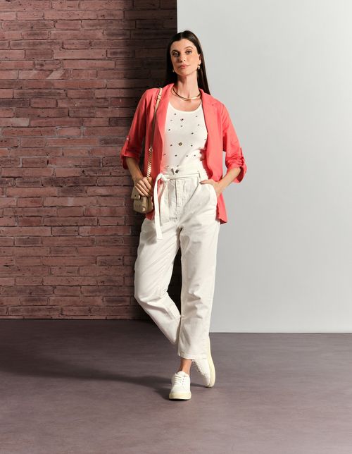 Blazer Linho Bolsos Frontais - Coral