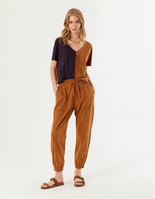 Calça Suede Jogger - Camel