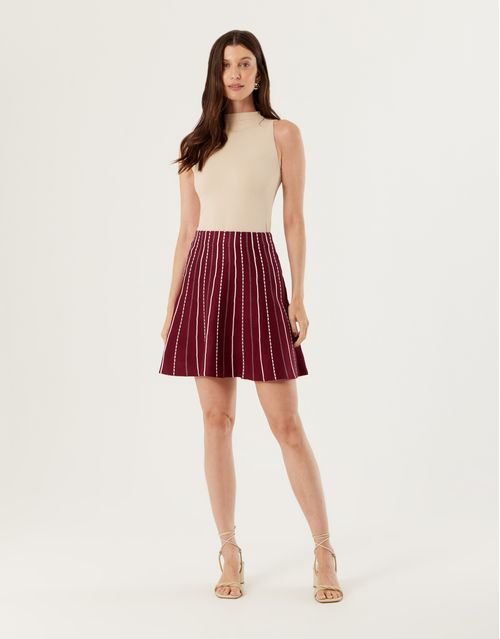 Saia Tricot Pontilhados - Vinho