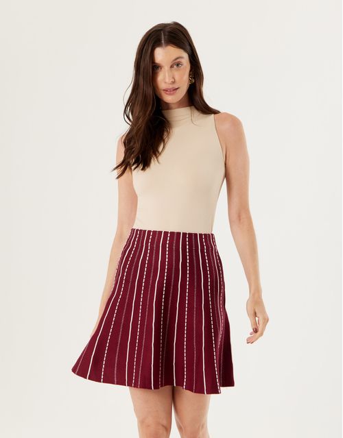 Saia Tricot Pontilhados - Vinho