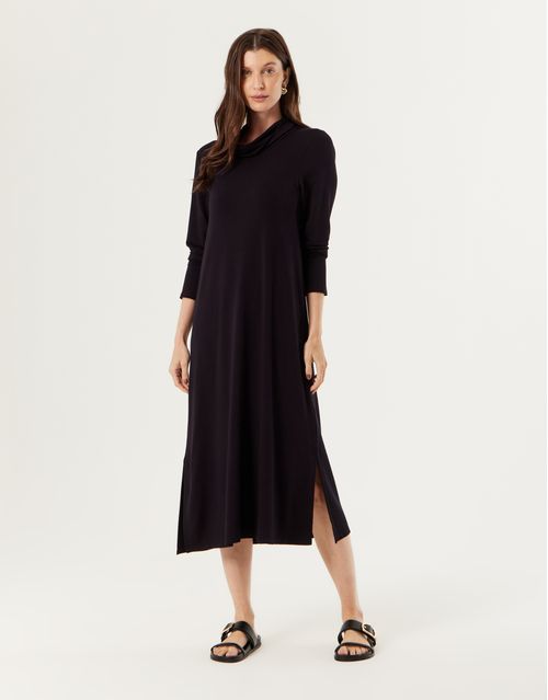 Vestido Midi Gola Alta - Preto