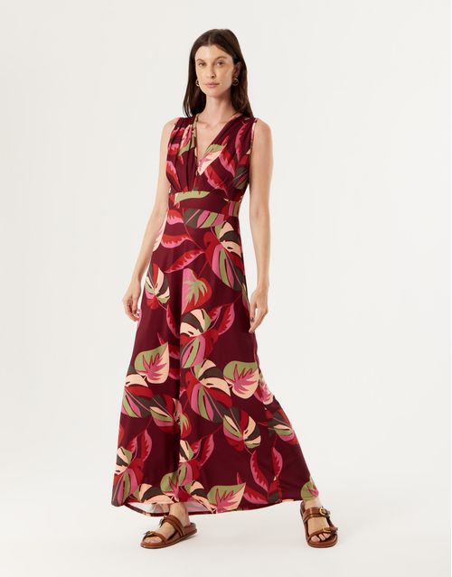 Vestido New Longo Inverno Tropical - Grena