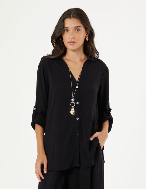 Camisa Texturas Botões - Preto