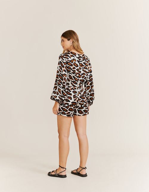 Macaquinho Manga Longa Est Onca Neutra - Off White