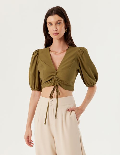 Blusa Detalhe Franzido Frente - Verde